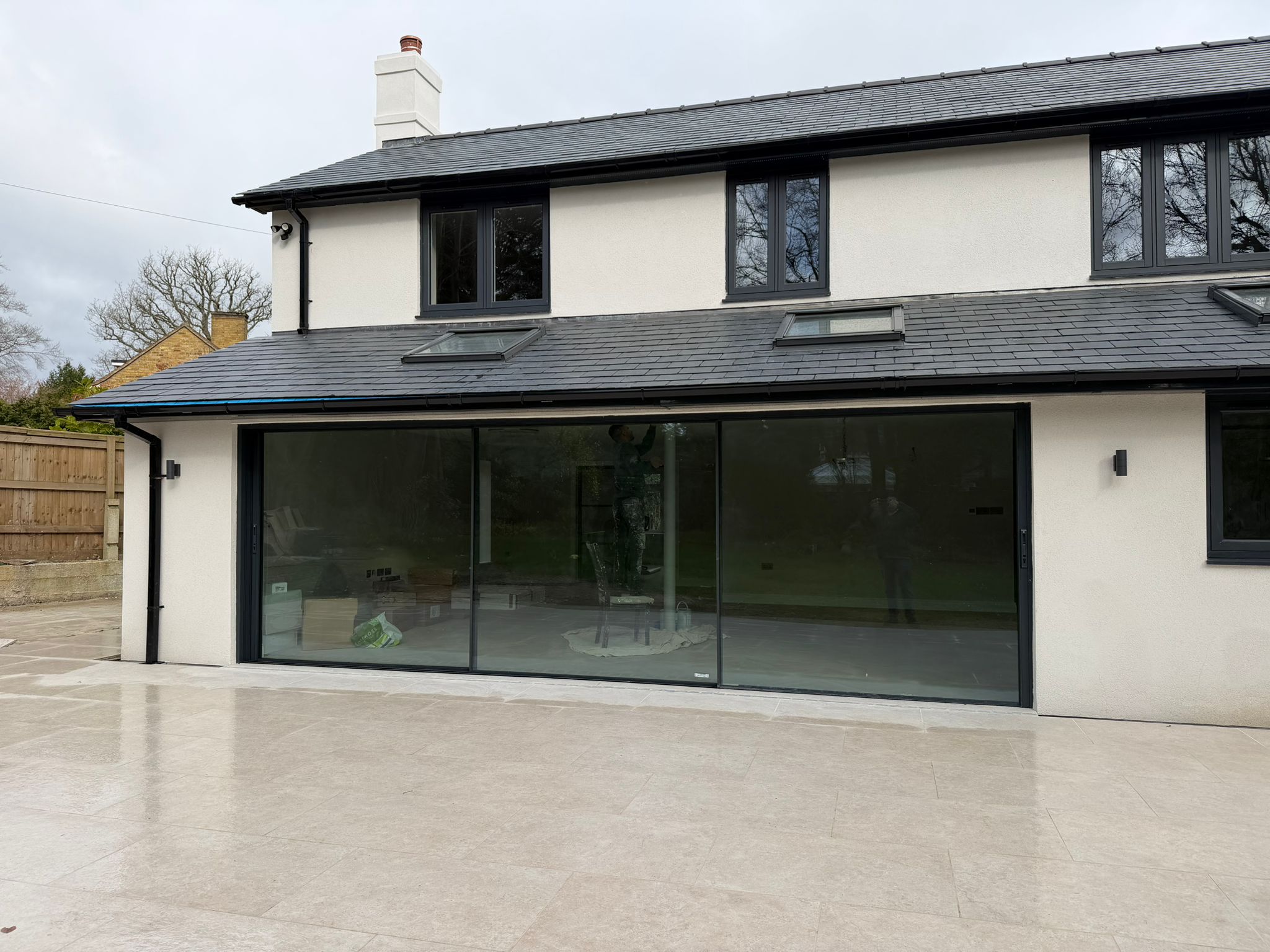 Completed rear extension with full-width glazed garden doors