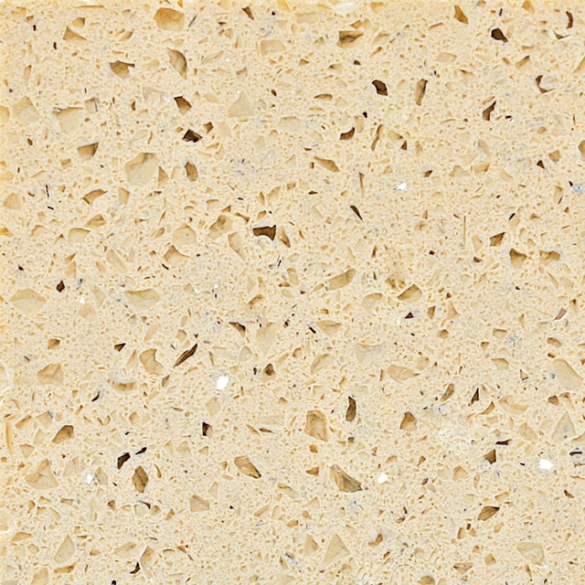 Warm beige quartz surface with reflective aggregate